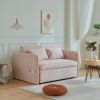 Chenille fabric pull-out sofa bed,sleeper loveseat couch with adjustable armrests-Pink